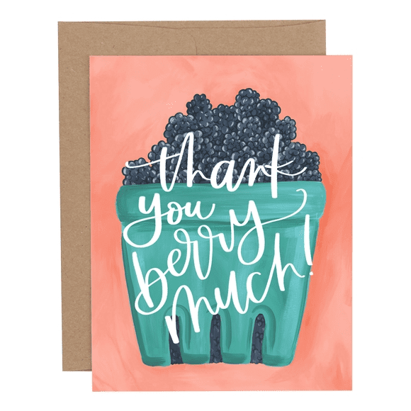 A card that says thank you berry much