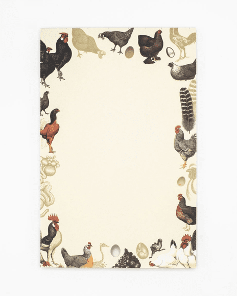 A page of chickens and roosters on a white background