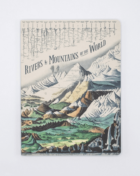 A book cover with an illustration of mountains and water.