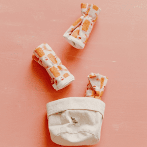 A bag of candy sitting on top of a table.