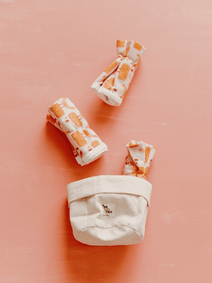 A bag of candy sitting on top of a table.