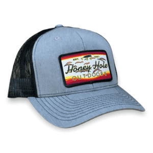 A hat with the name honey hole on it.