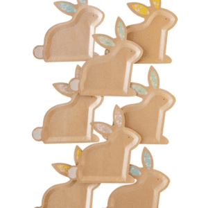 A group of eight bunny shaped cookies.