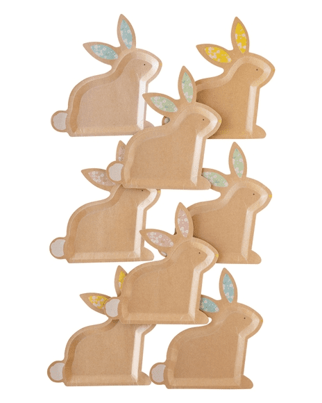 A group of eight bunny shaped cookies.