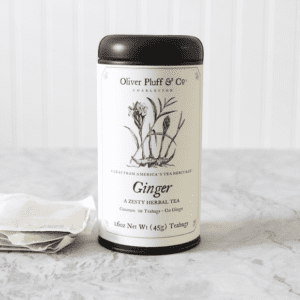 A jar of ginger tea on the counter