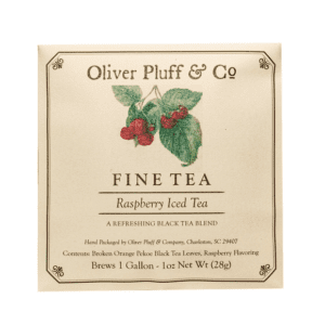 A tea bag with the name of oliver pluff & co.