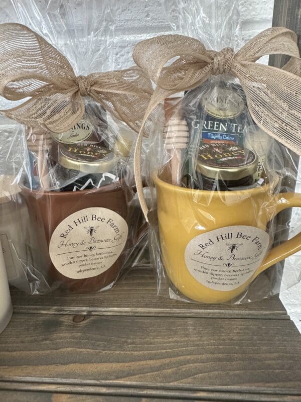 Two mugs of honey gift sets from Red Hill Bee Farm.