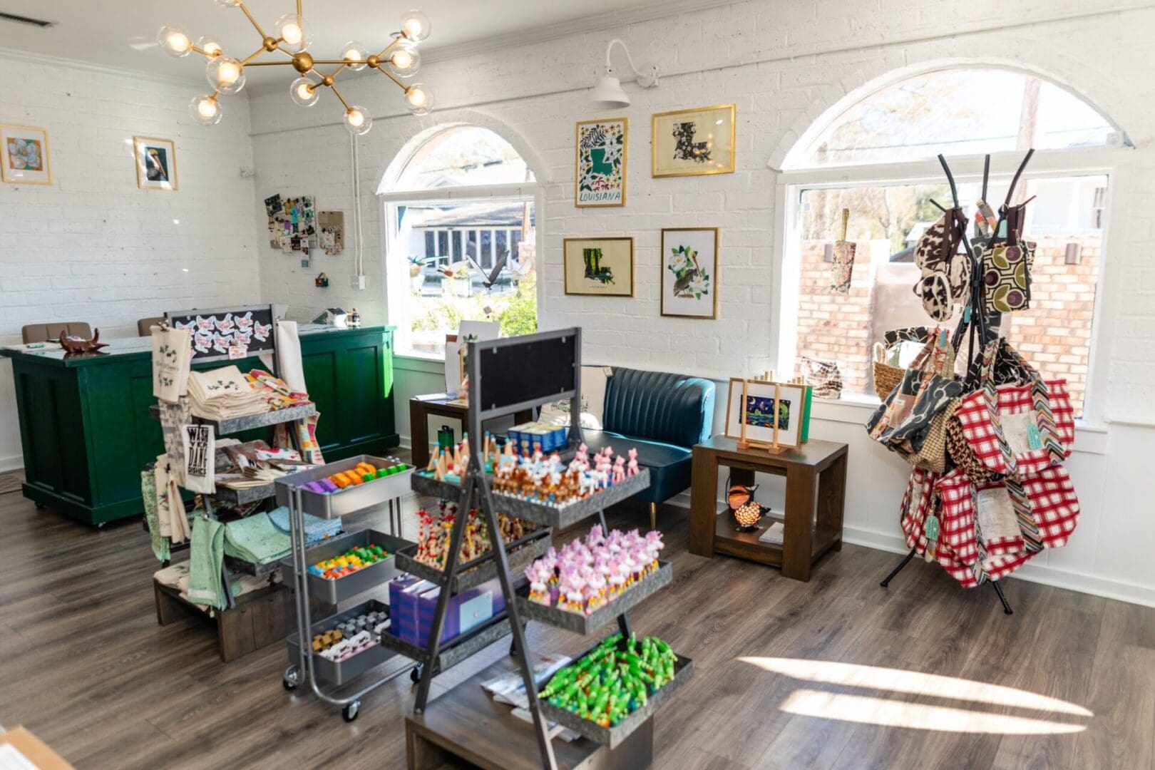 A small shop with colorful goods on display.