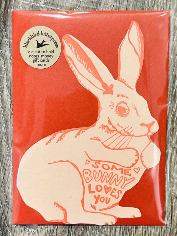 Card with a bunny saying "Some Bunny Loves You"