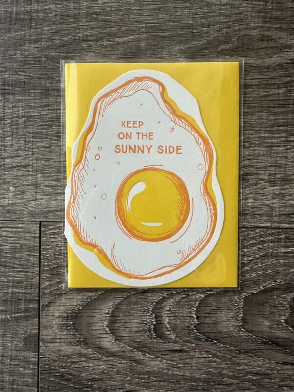 Greeting card with sunny side up egg illustration.