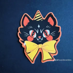 Fox & Bramble's Retro Halloween Cat Vinyl Sticker