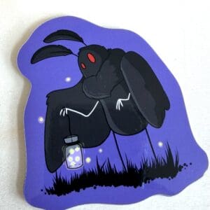 Salt Birch Mothman Lantern & Fireflies Sticker