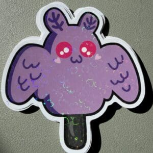 Fox & Bramble's Mothman Cryptid Holographic Ice Cream Sticker
