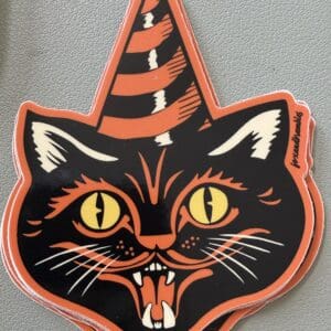 Fox & Bramble's Vintage Halloween Cat Vinyl Sticker