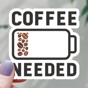 Mimic Gaming Co Coffee Needed Battery Sticker - 3"