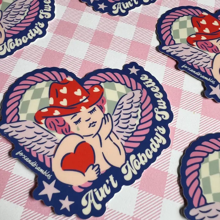 Fox & Bramble's Nobody’s Sweetie Cowboy Cupid Anti-Valentine Sticker - Image 2