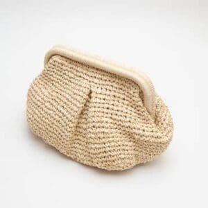 Bila Hinge Straw Clutch Bag